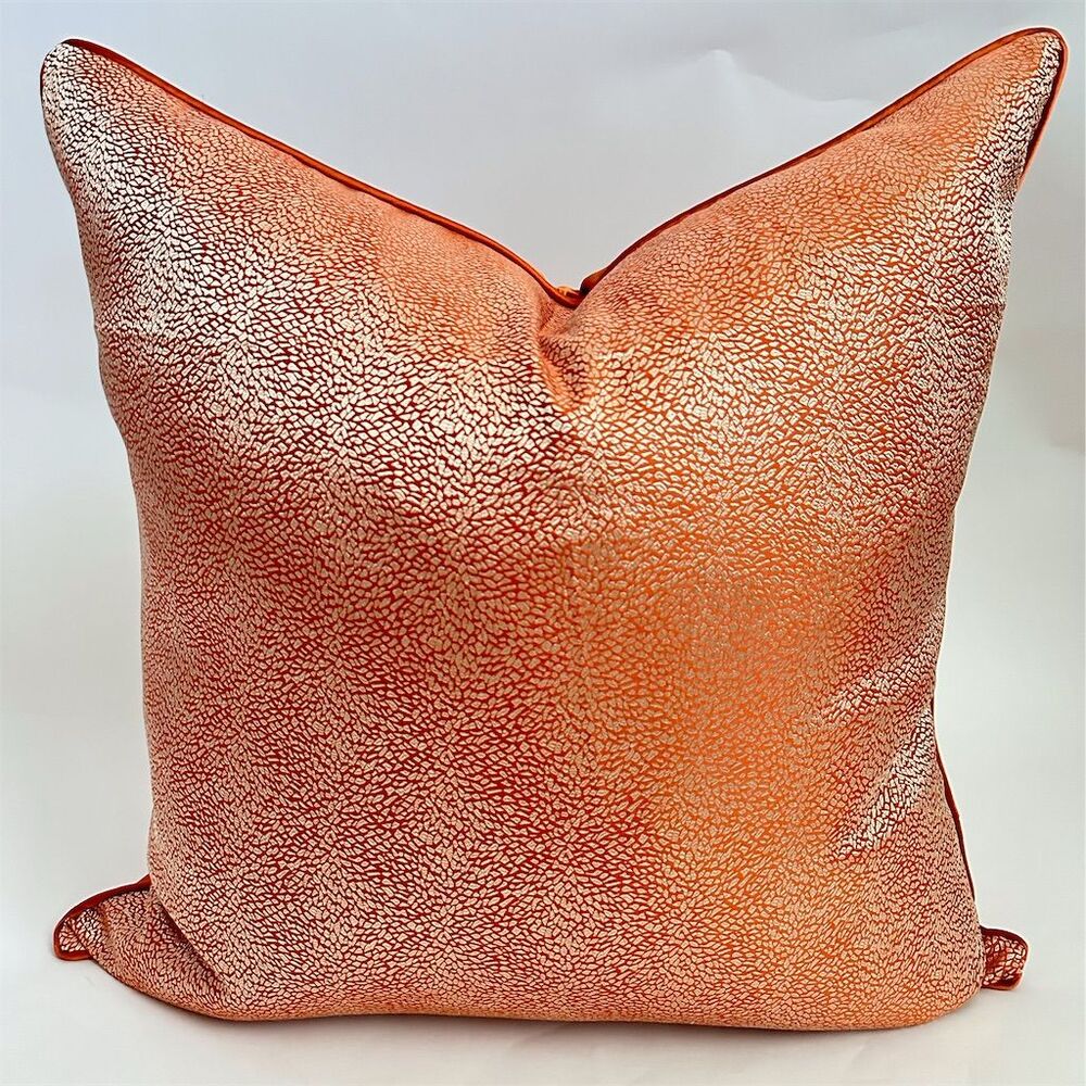 Orange Textured Square Pillow Covers for Living Room Decor